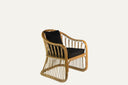 Rattan lounge chair with armrests Black / Beige / Blue cushion