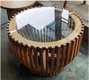 Teak coffee table (8cm thick glass)