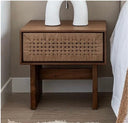 Teak bedside table - with synthetic seagrass webbing