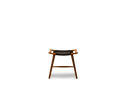 Teak low stool with black rope lining