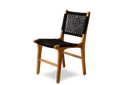 Teak dining chair with rattan synthetic lining