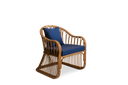 Rattan lounge chair with armrests Black / Beige / Blue cushion