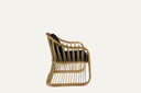 Rattan lounge chair with armrests Black / Beige cushion