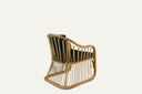 Rattan lounge chair with armrests Black / Beige cushion