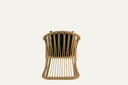 Rattan lounge chair with armrests Black / Beige cushion