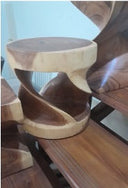 Teak low side table - circular spinning