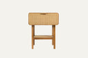 Teak bedside table - with square motif rattan